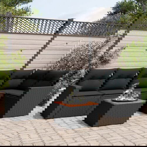 vidaXL 6-dijelni set vrtnih sofa s jastucima crni od poliratana Cijene