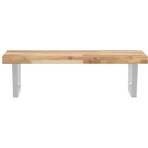  Zidna polica za umivaonik od čelika i masivnog bagremovog drva Smeđa 60 x 50 x 4 cm Slike