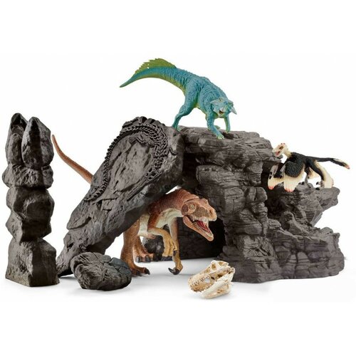 Schleich Figure Dinosaurusi - Hererasaurus, Psitakosaurus, Mikroraptor i pećina 41461 Cene