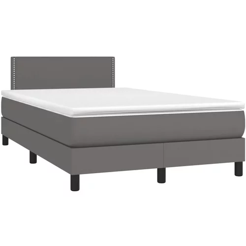 vidaXL Box spring postelja z vzmetnico siva 120x190 cm umetno usnje, (21112059)