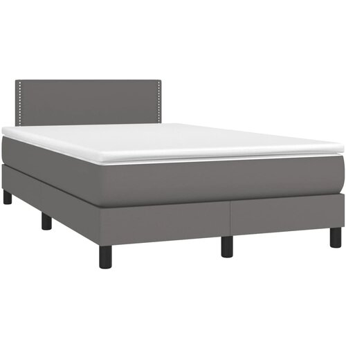 VidaXL Krevet s oprugama i madracem sivi 120x190 cm od umjetne kože Slike