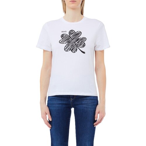 Liu Jo Majice s kratkimi rokavi MF5410JS923 Bela Cene