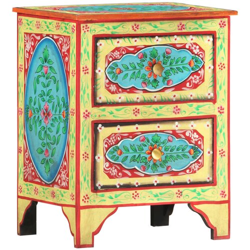 VidaXL Ročno barvana nočna omarica 40x30x50 cm trden mangov les Slike