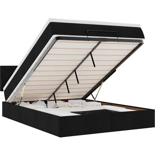 VidaXL Otomanski okvir kreveta s madracem crni 140x200cm od tkanine Slike