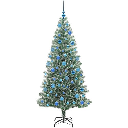  Umjetno Božićno Drvo s Snježnim Flokom i LED Svjetlom 180 cm Slike
