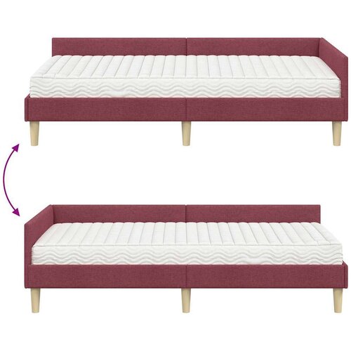  Kutni krevetni okvir s madracem Ostalo 2 pcs Siva tkanina Slike