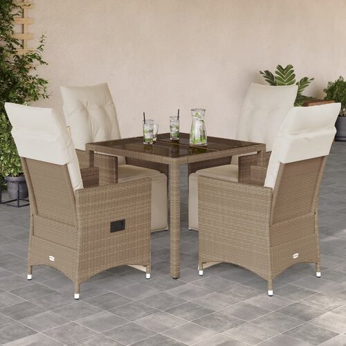 VidaXL 5-dijelni vrtni bistro set od poliratana s jastucima bež Slike