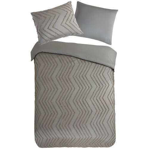 Good Morning Siva/smeđa posteljina za krevet za jednu osobu/za produženi krevet od mikrovlakana 140x220 cm Pure Zigzag &amp;ndash; Slike
