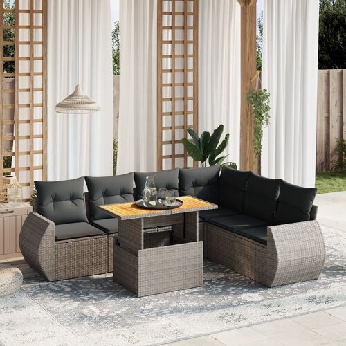  7-dijelni set vrtnih sofa sivi od poliratana Slike