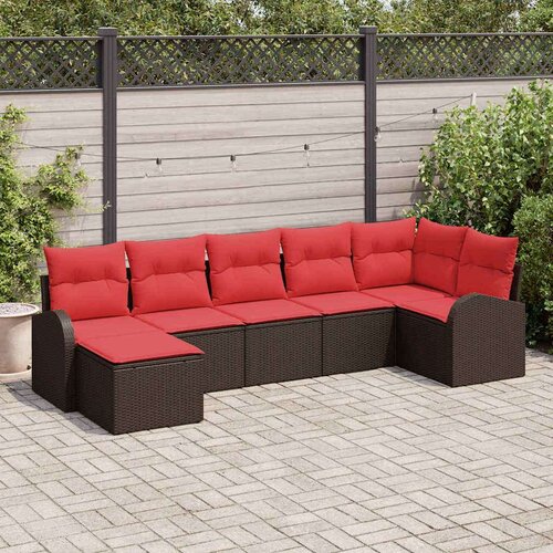  Vrtna sedežna garnitura z blazino 7 pcs Rjava Poly ratan, (5000155462) Cene