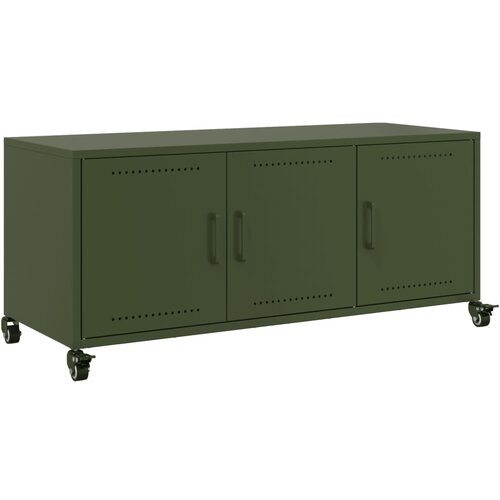 Maison Chic TV omarica - TV enota - Televizijska omarica olivno zelena 100,5x39x43,5 cm jeklo, (21698717) Slike
