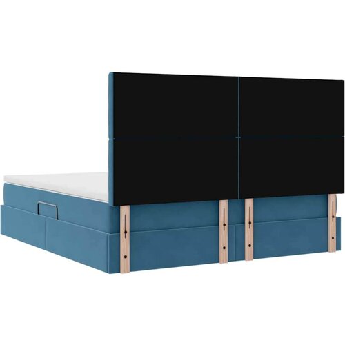  Krevet S LED lampica s pohranom Tamno plava 180 x 200 cm Bar&amp;scaron;un Slike