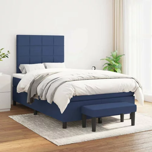  Box spring postelja z vzmetnico moder 120x200 cm blago, (20884272)