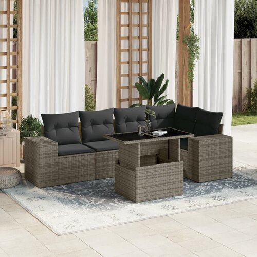 vidaXL 6-dijelni set vrtnih sofa od poliratana s jastucima sivi Cijene