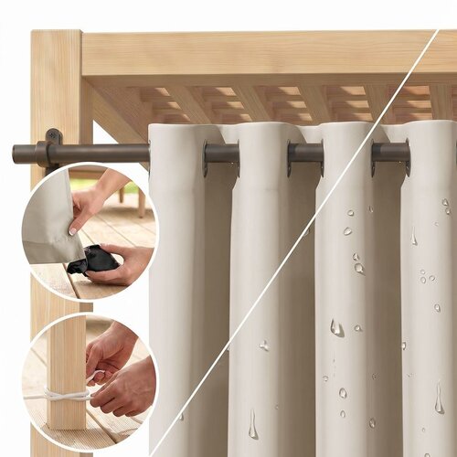 Restilo MOLTE curtain, colour: light beige, plain, classic style, silver eyelets, material: Oxford, 155 x 200 cm Cene