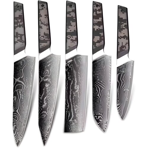  Set damaškovih kuhinjskih noževa TA-37579 - Crna / Siva KP37579 Cene
