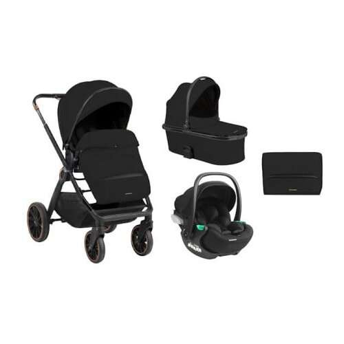 Kikka Boo kolica TIFFANY black premium set 3in1 sa tvrdom korpom i autosedi&amp;scaron;tem I-TRAIL I-SIZE black Slike