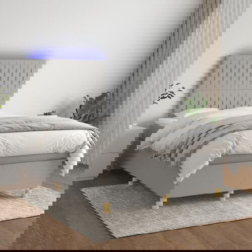 The Living Store Box spring postelja z vzmetnico LED sv. siva 120x200 cm blago - Box Spring Postelja, (21520964) Slike