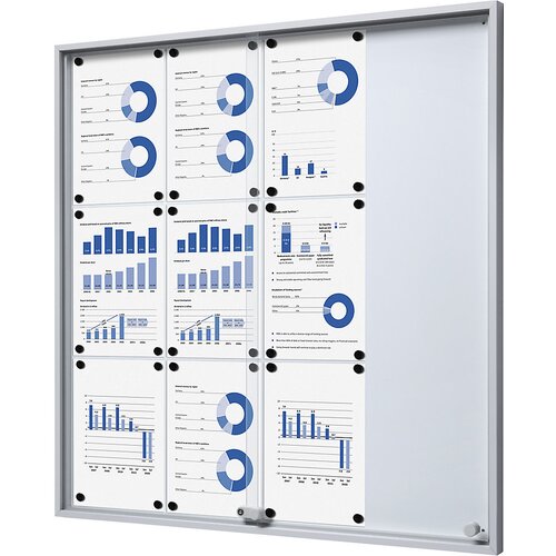 eurokraft pro Vitrina z drsnimi vrati, zunanje mere ŠxVxG 906 x 947 x 50 mm, kovinska zadnja stena Cene