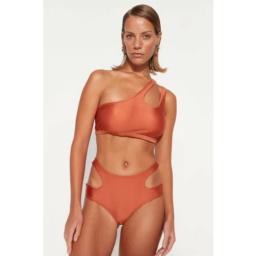 Trendyol Tile One-Shoulder Bikini Top With Cut Out/Window