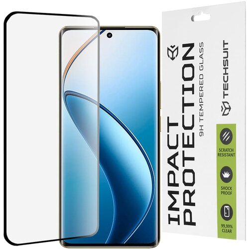 Techsuit 111D Full Cover / Staklo s punim ljepilom / 3D zakrivljeno staklo za Realme 12 Pro / 12 Pro+ &ndash; crno Cijene