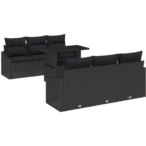  Sjedeća garnitura za vrt 7 kom. Crna poliratan 100 x 55 x 73 cm Slike