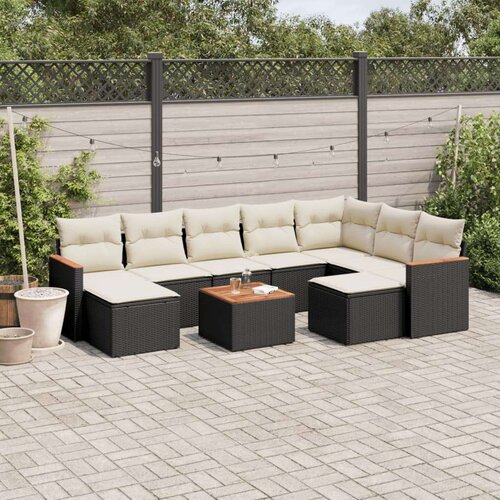 vidaXL 10-dijelni set vrtnih sofa s jastucima crni od poliratana Cijene