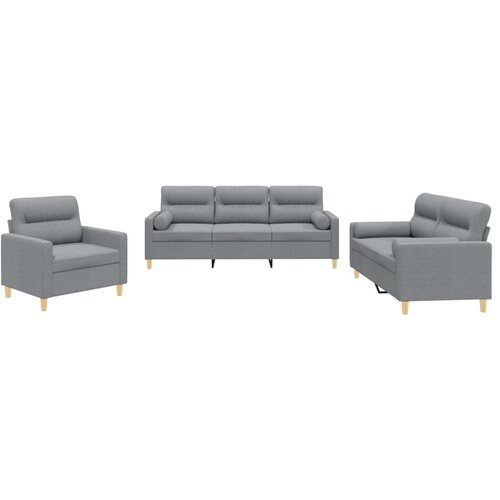 Maison Chic Sedežna garnitura - kavč 3-delna z vzglavniki svetlo sivo blago, (21728828) Cene