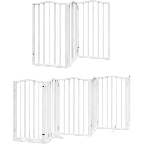 Vrata za pse s vrata&amp;scaron;cima 15 panela sklopiva 750 cm drvo topole Bijela 50 x 90 x 2 cm Slike