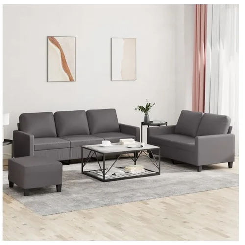 vidaXL 3-dijelni set sofa s jastucima sivi od umjetne kože