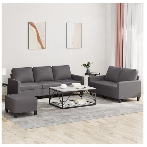 VidaXL 3-dijelni set sofa s jastucima sivi od umjetne kože Slike