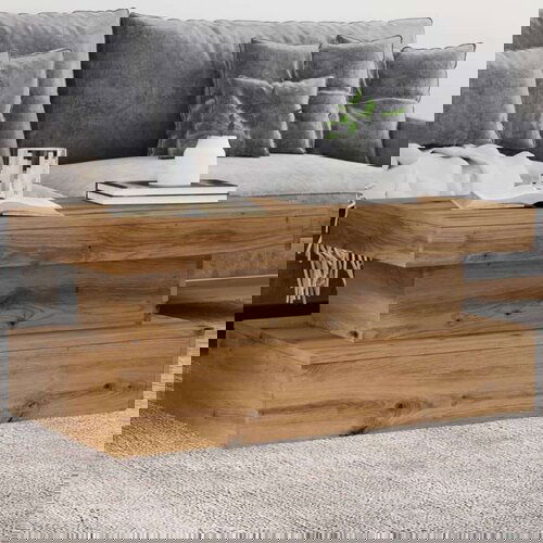 vidaXL Klubska mizica z LED lučkami artisian hrast 90x50x40 cm Cene
