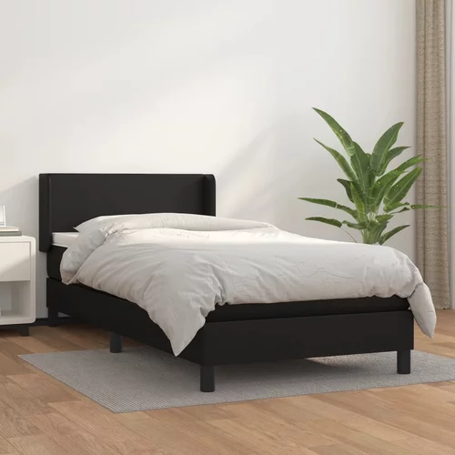 vidaXL Box spring postelja z vzmetnico črna 90x190 cm umetno usnje