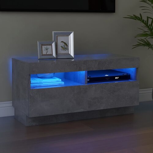 VidaXL TV omarica z LED lučkami betonsko siva 80x35x40 cm Slike