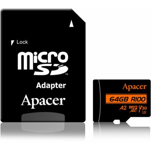 Apacer Pomnilni&scaron;ka kartica microSD XC 64GB UHS-I U3 V30 R100 A2 Class 10 Cene