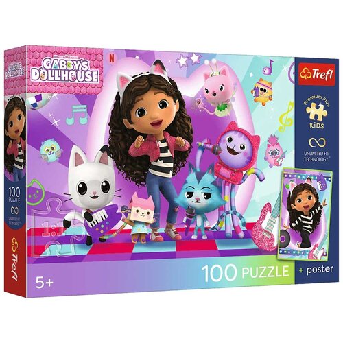 Trefl Gabina kućica &amp;Scaron;areni mačji svijet puzzle od 100 dijelova s posterom - Slike