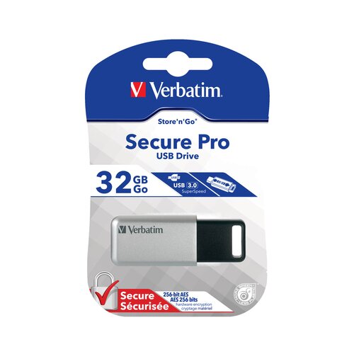 Verbatim USB memorija, 32GB, USB 3.0, 100/35MB/sec, PC & MAC, "SECURE DATA PRO", siva Cijene