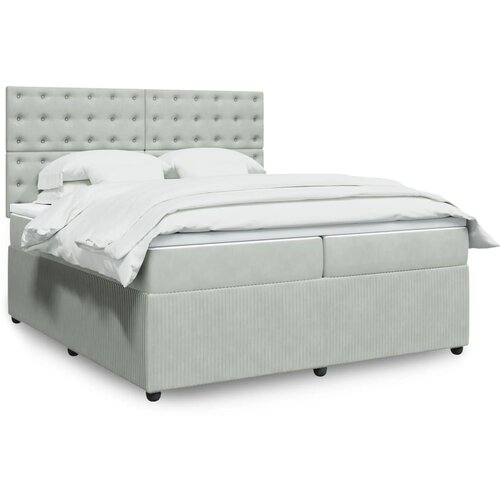 vidaXL Box spring postelja z vzmetnico svetlo siva 200x200 cm žamet Cene