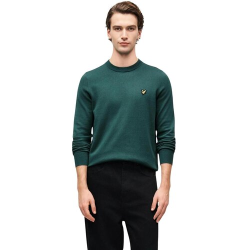 Lyle &amp;amp; Scott Puloverji Cotton Merino Crew Neck Jumper 263MLSKN2110VC Zelena Slike