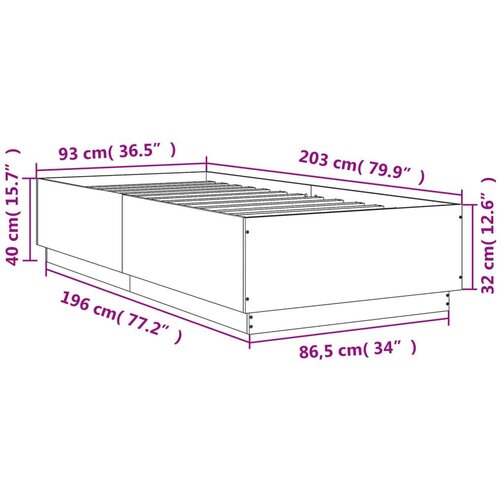 VidaXL okvir za krevet smeđi hrast 90 x 200 cm od konstruiranog drva Slike