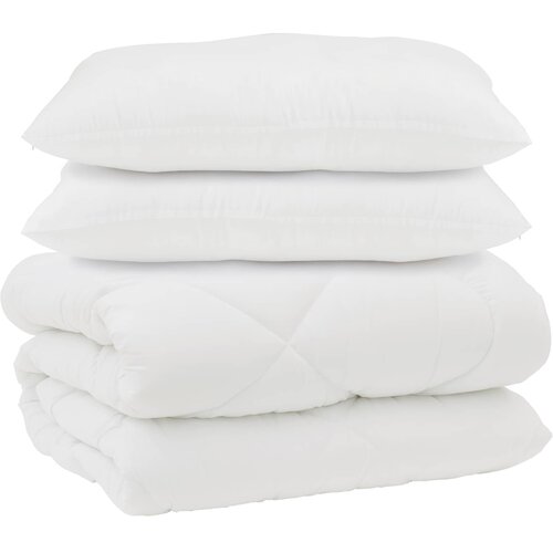  Duvet s jastucima s jastukom 3 kom. Bijelo Mikrofibra i Pero Bijela 260 x 220 cm,30 x 50 cm Slike