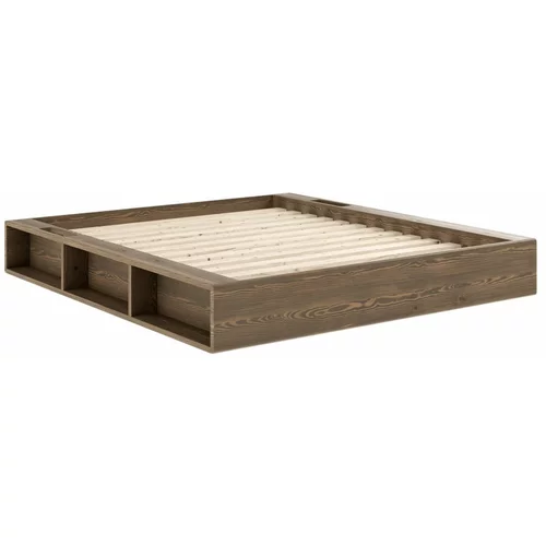 Karup Design Rjava zakonska postelja iz borovega lesa z letvenim dnom 160x200 cm Ziggy - Karup Design