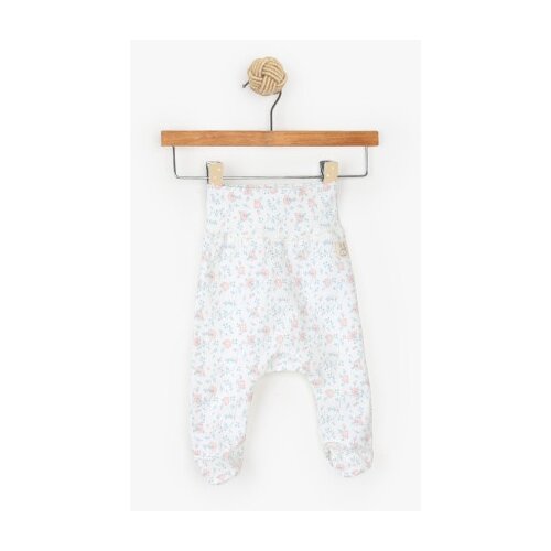 Just kiddin baby dječje duge hlače s stopalima flowers white Slike