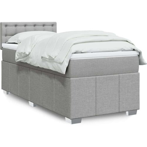 vidaXL Box spring postelja z vzmetnico svetlo siva 90x190 cm blago Cene