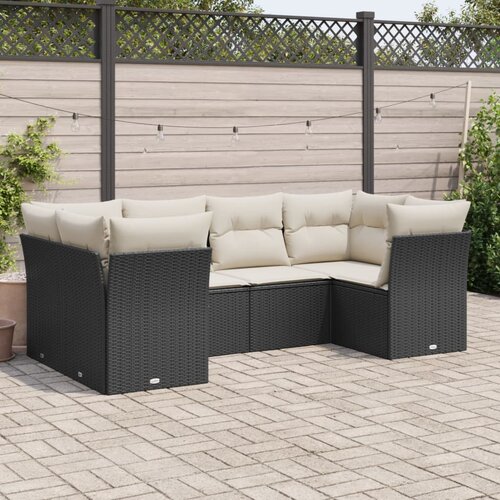  6-dijelni set vrtnih sofa s jastucima crni od poliratana Crna 234 x 124 x 69 cm Slike