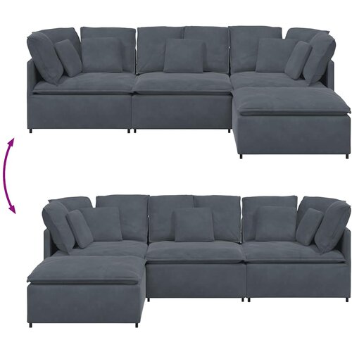  Modularna sofa s podnožjem i jastucima, bar&amp;scaron;unasta tamno siva Slike