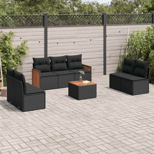  8-dijelni set vrtnih sofa od poliratana s jastucima crni Cijene