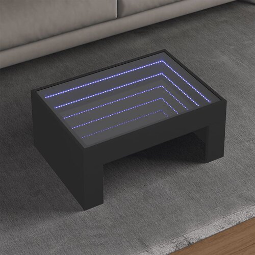  Stolić za kavu s beskonačnim LED svjetlima crni 70x50x30 cm Slike