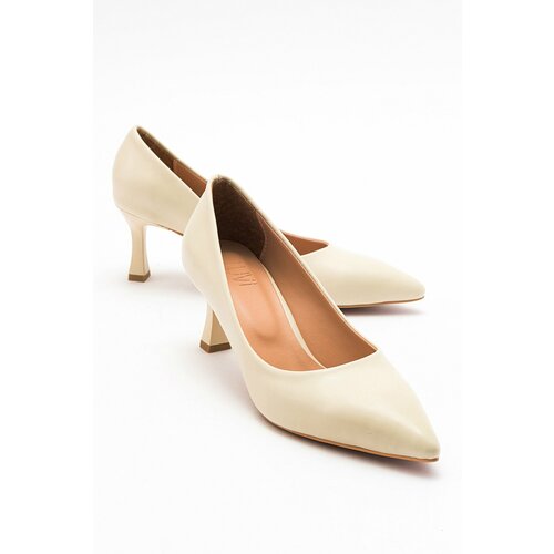 LuviShoes PEDRA Ecru-Beige Skin Women's Heeled Shoes Slike
