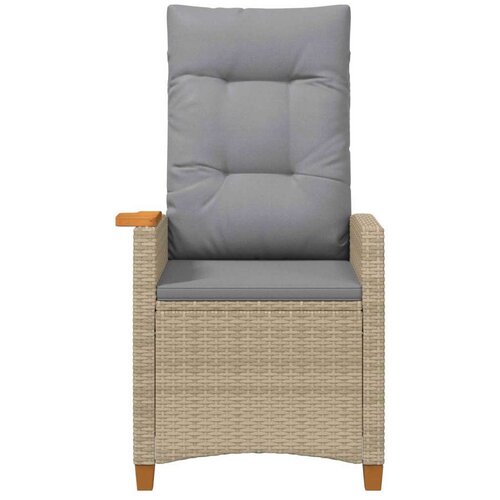  Fotelja za ležanje s pločom za čaj 62 x 64 x 112 cm poliratan - bež i svjetlosiva Slike